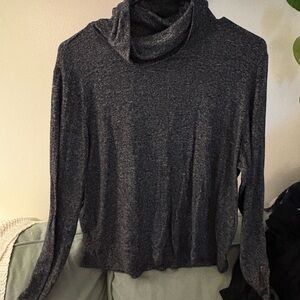 Gray Cowl Neck Sweater with Relaxed Fit